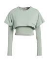 Hinnominate Woman T-shirt Sage Green Size M Cotton, Elastane In Burgundy