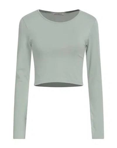 Hinnominate Woman T-shirt Sage Green Size M Cotton In Gray