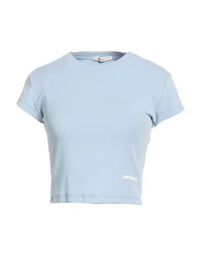 Hinnominate Woman T-shirt Sky Blue Size M Cotton, Elastane