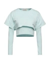 Hinnominate Woman T-shirt Sky Blue Size M Cotton, Elastane