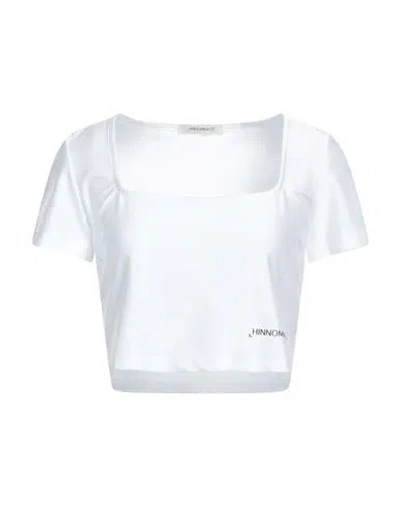 Hinnominate Woman T-shirt White Size M Polyamide, Elastane