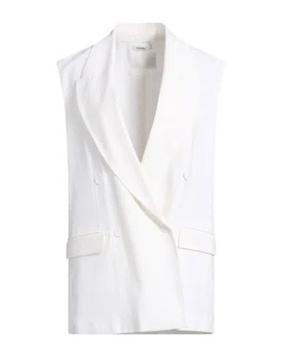 Hinnominate Woman Tailored Vest White Size Xxs Linen, Viscose