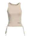 Hinnominate Woman Tank Top Beige Size Xs Cotton, Elastane