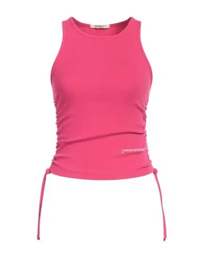 Hinnominate Woman Tank Top Fuchsia Size L Cotton, Elastane In Pink