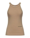 Hinnominate Woman Tank Top Khaki Size Xxs Cotton, Elastane In Beige