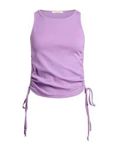 Hinnominate Woman Tank Top Mauve Size L Cotton, Elastane In Purple