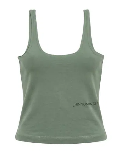 Hinnominate Woman Tank Top Military Green Size S Cotton, Elastane
