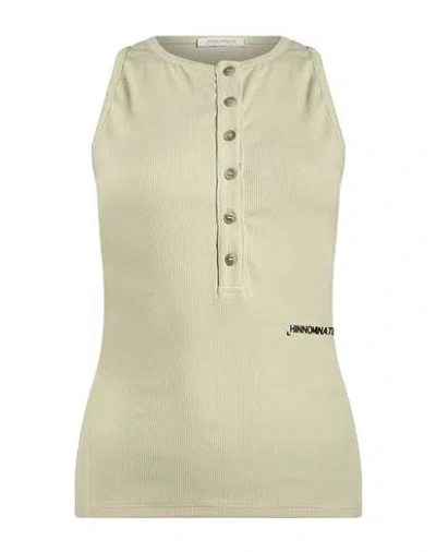 Hinnominate Woman Tank Top Sage Green Size M Cotton, Elastane