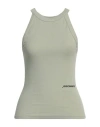 Hinnominate Woman Tank Top Sage Green Size M Cotton, Elastane