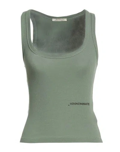 Hinnominate Woman Tank Top Sage Green Size Xs Cotton, Elastane