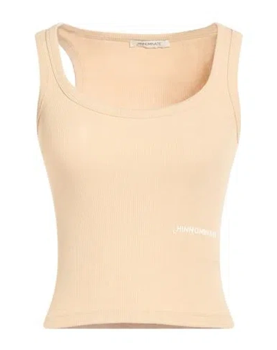 Hinnominate Woman Tank Top Sand Size Xs Cotton, Elastane In Neutral
