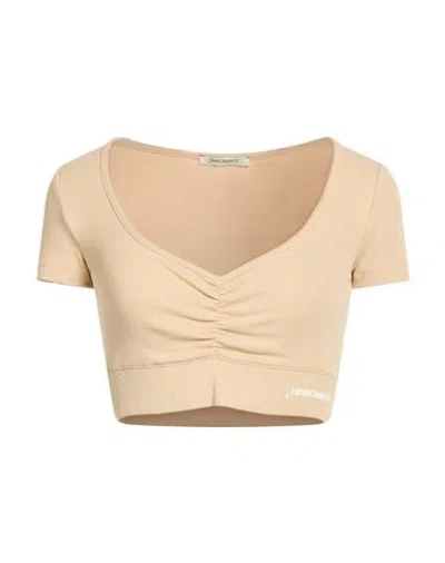 Hinnominate Woman Top Beige Size M Cotton, Elastane In Brown