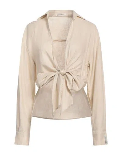 Hinnominate Woman Top Beige Size S Linen, Viscose In Beige