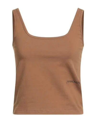 Hinnominate Woman Top Brown Size M Cotton, Elastane