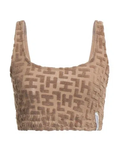 Hinnominate Woman Top Camel Size Xs Cotton, Polyester In Brown