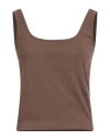 Hinnominate Woman Top Chocolate Brown Size L Cotton, Elastane
