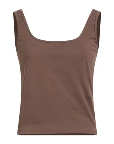 Hinnominate Woman Top Chocolate Brown Size L Cotton, Elastane
