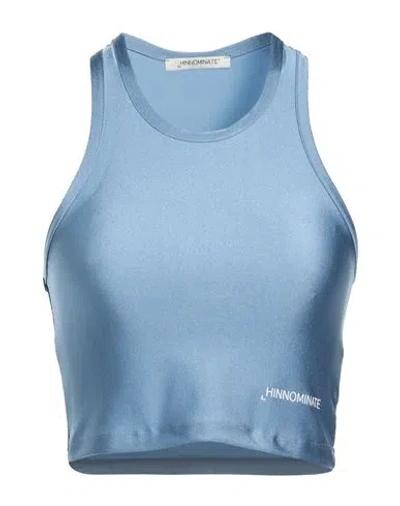 Hinnominate Woman Top Light Blue Size L Polyamide, Silk