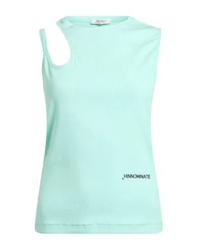 Hinnominate Woman Top Light Green Size L Cotton, Elastane In Blue