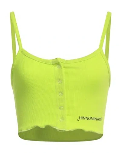 Hinnominate Woman Top Lime Green Size M Cotton, Elastane