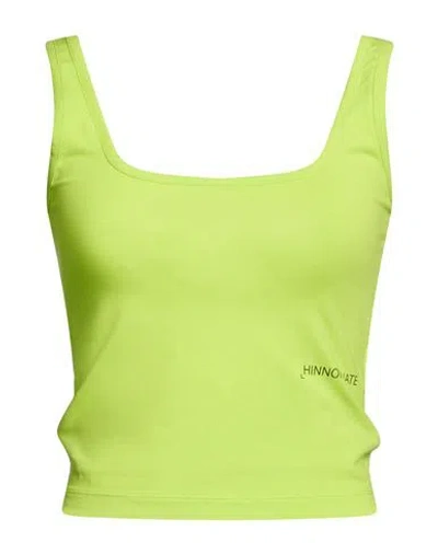 Hinnominate Woman Top Lime Green Size M Cotton, Elastane