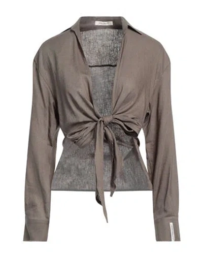 Hinnominate Woman Shirt Military Green Size M Linen, Viscose