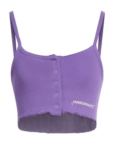 Hinnominate Woman Top Purple Size L Cotton, Elastane