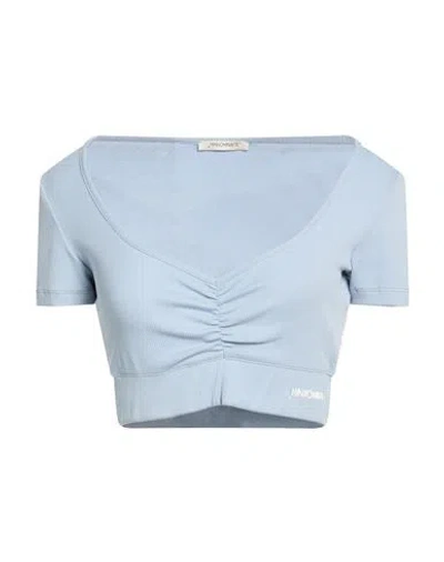 Hinnominate Woman Top Sky Blue Size M Cotton, Elastane