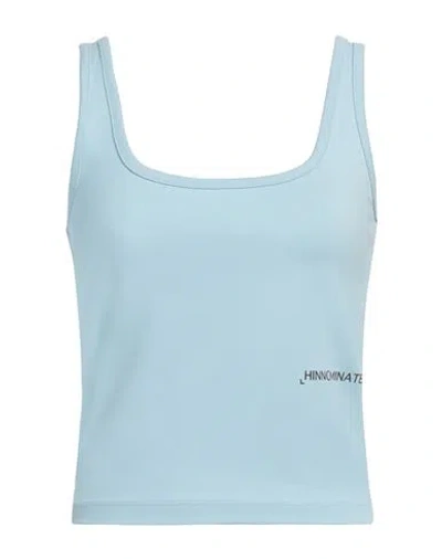 Hinnominate Woman Top Sky Blue Size M Cotton, Elastane
