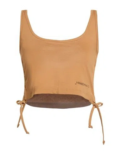 Hinnominate Woman Top Tan Size M Cotton In Brown