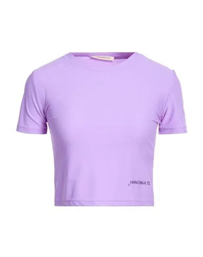Hinnominate Woman T-shirt Lilac Size M Polyamide, Elastane In Purple