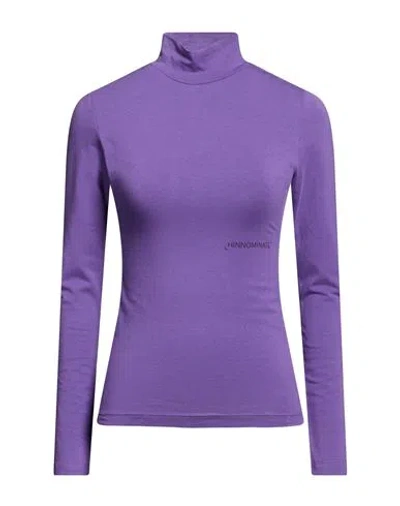 Hinnominate Woman T-shirt Purple Size L Cotton, Elastane
