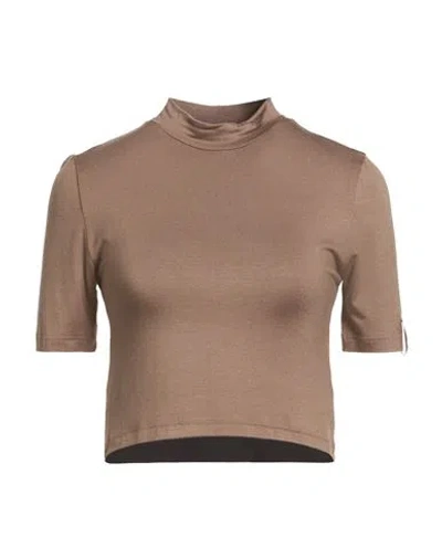 Hinnominate Woman T-shirt Taupe Size L Viscose, Elastane In Brown