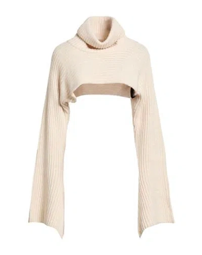 Hinnominate Woman Turtleneck Beige Size L Acrylic, Polyester In Neutral