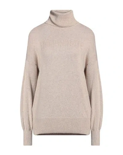 Hinnominate Woman Turtleneck Beige Size L Polyamide, Viscose, Wool, Cashmere