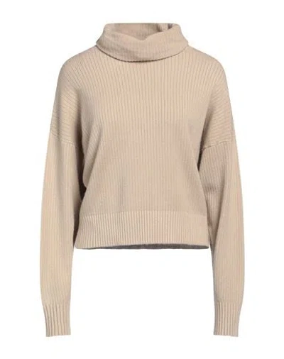 Hinnominate Woman Turtleneck Beige Size M Viscose, Polyester, Polyamide