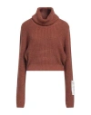 Hinnominate Woman Turtleneck Brown Size S Acrylic, Polyester In Brown
