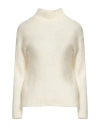 Hinnominate Woman Turtleneck Cream Size Xs Mohair Wool, Acrylic, Polyamide, Wool, Elastane In White
