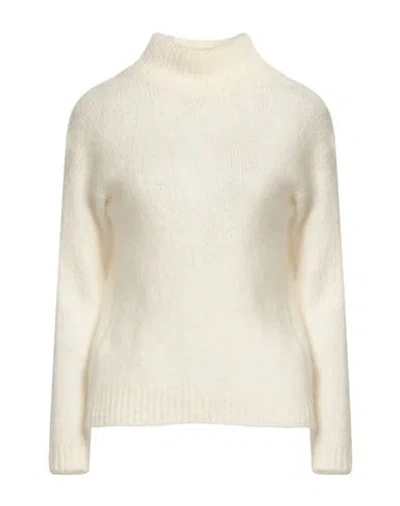 Hinnominate Woman Turtleneck Cream Size Xs Mohair Wool, Acrylic, Polyamide, Wool, Elastane In White