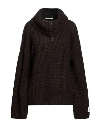 Hinnominate Woman Turtleneck Dark Brown Size M Acrylic, Wool, Viscose, Alpaca Wool In Black
