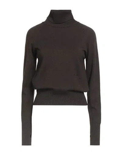 Hinnominate Woman Turtleneck Dark Brown Size Xs Viscose, Polyester, Polyamide