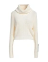 Hinnominate Woman Turtleneck Ivory Size Xxs Acrylic, Polyester In White