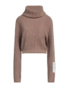 Hinnominate Woman Turtleneck Khaki Size Xs Acrylic, Polyester In Beige