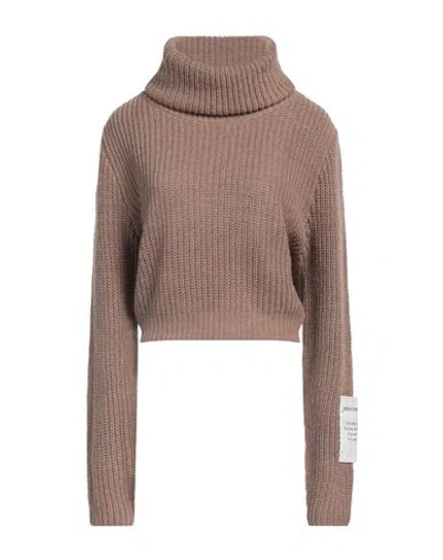 Hinnominate Woman Turtleneck Khaki Size Xs Acrylic, Polyester In Beige