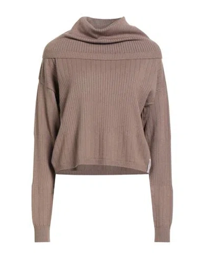 Hinnominate Woman Turtleneck Light Brown Size S Viscose, Polyester, Polyamide