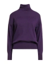 Hinnominate Woman Turtleneck Purple Size Xs Polyamide, Viscose, Wool, Cashmere