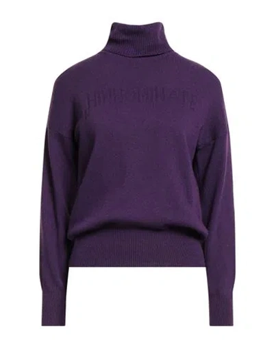 Hinnominate Woman Turtleneck Purple Size Xs Polyamide, Viscose, Wool, Cashmere
