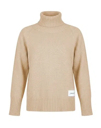 Hinnominate Woman Turtleneck Sand Size Xs Polyamide, Viscose, Wool, Cashmere In Beige