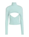 Hinnominate Woman Turtleneck Sky Blue Size M Viscose, Acrylic, Elastane