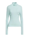Hinnominate Woman Turtleneck Turquoise Size L Viscose, Acrylic, Elastane In Blue